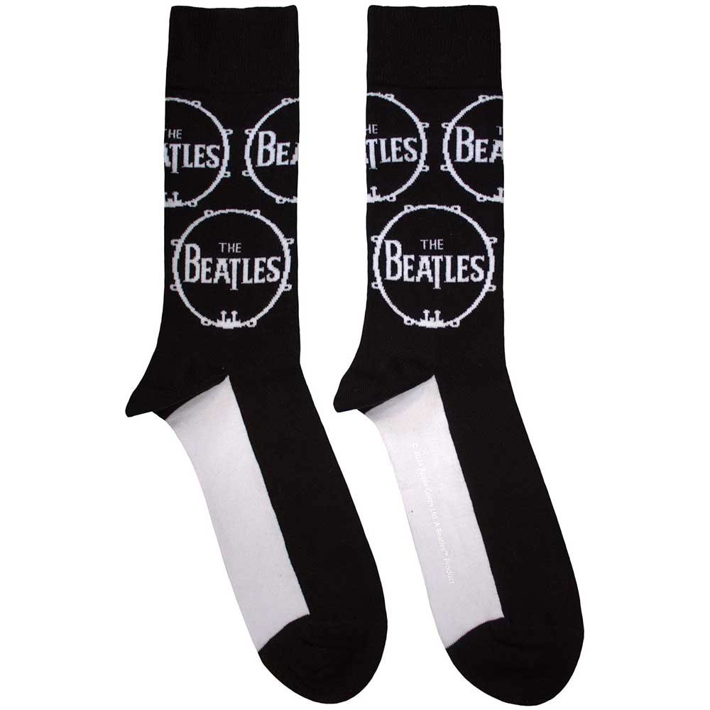 The Beatles - Drum Logo Repeat Enkelsokken - Zwart